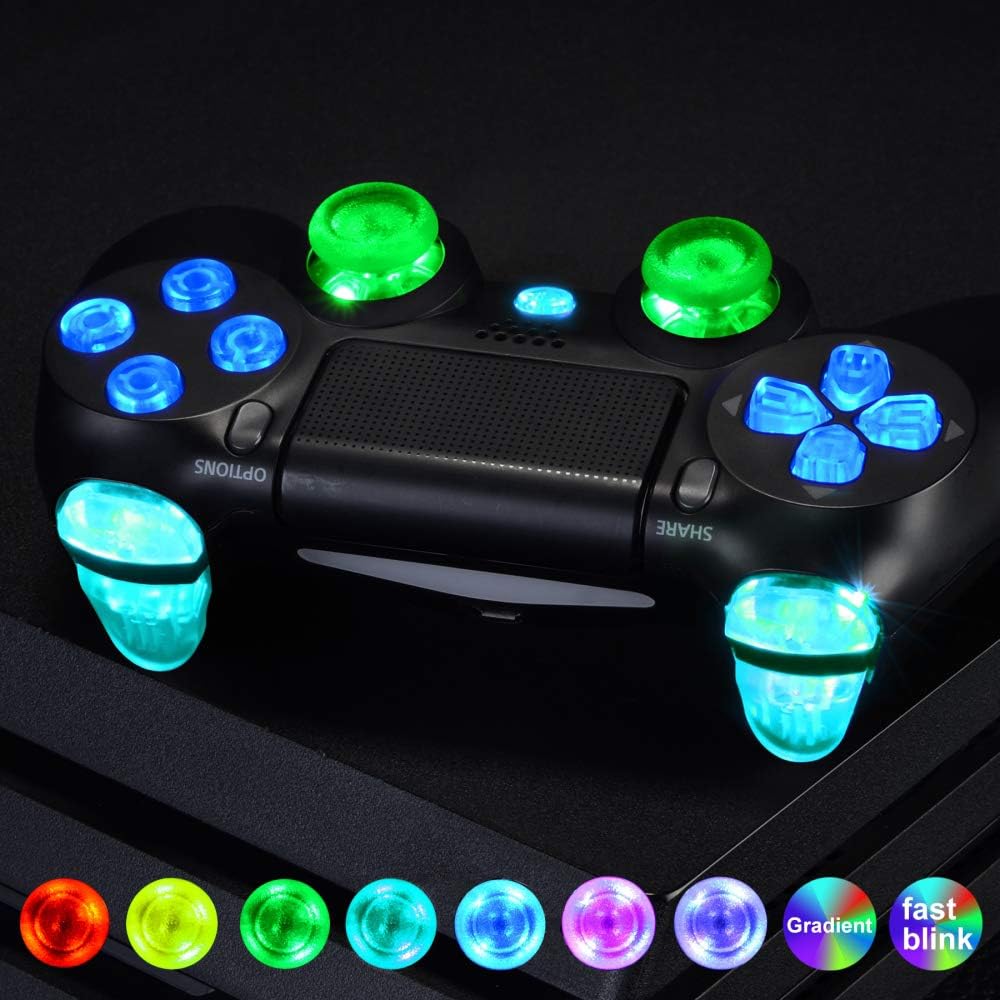 ExtremeRate PS4 Контроллер Совместимый Многоцветный Светящийся D-Pad Стикер Стикер Триггер Домашний Fac...