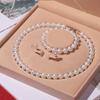Natural Deep-sea Bead Pearl Necklace Women's Three-piece Jewelry Necklace Set Collarbone Chain Jewelry Mother's Day Gift