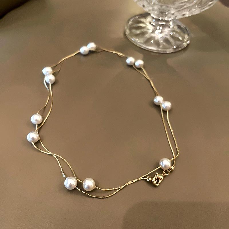 Double-Layer Pearl Choker: Trendy, Elegant, Retro Necklace for Women
