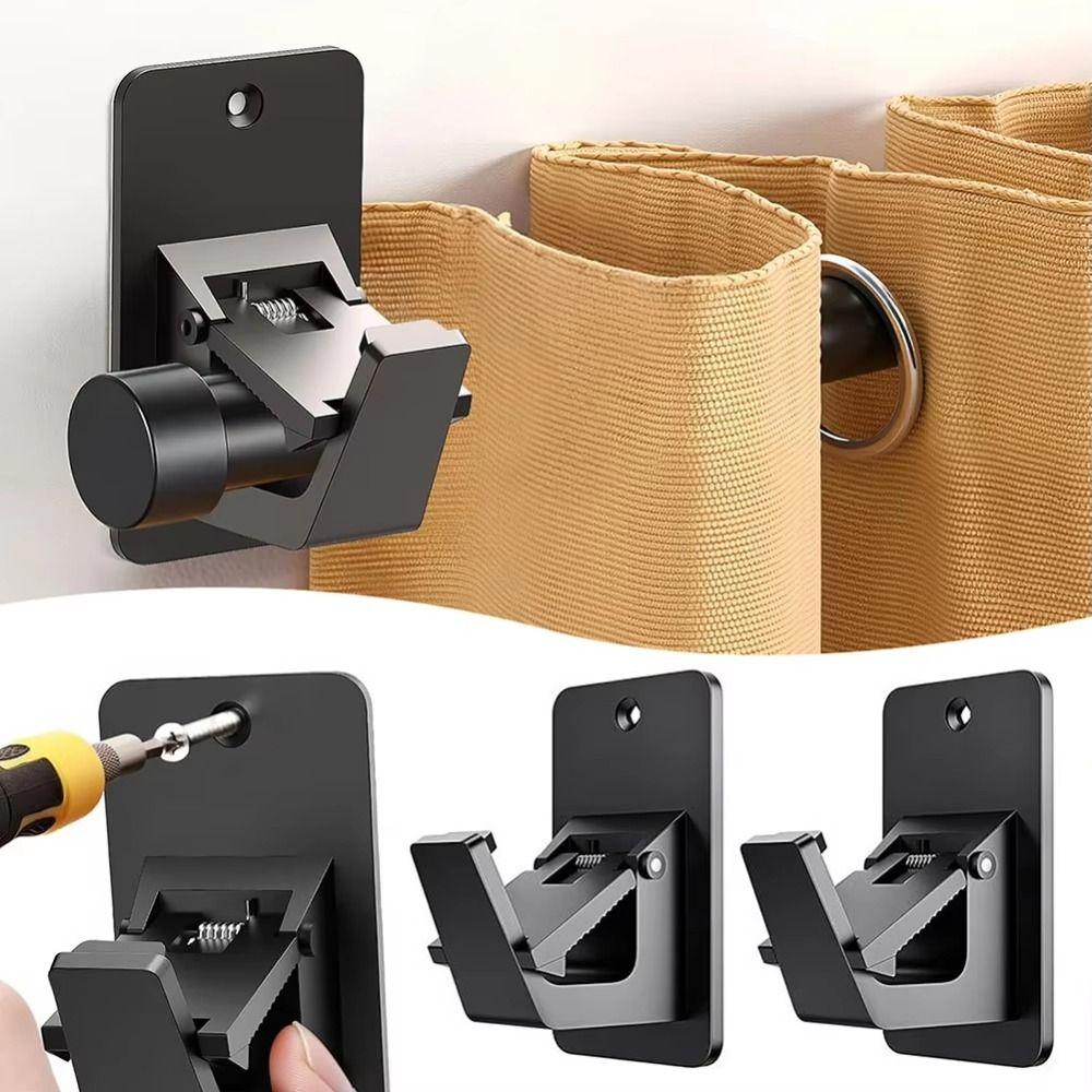 2Pcs Heavy-duty Curtain Hanging Hooks Wall-mounted Wall Rod Bracket Window Tools