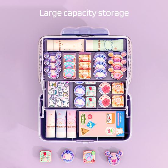 Hair Accessories Storage Box with Handle Large Capacity 3 Layers Design Dustproof Organizer Box Jewelry Hair Clips Container