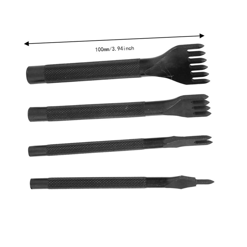 4pcs 1/2/4/6 Prong Diamond Chisel Set Steel Leather Stitching Punch  For Handbag Wallets
