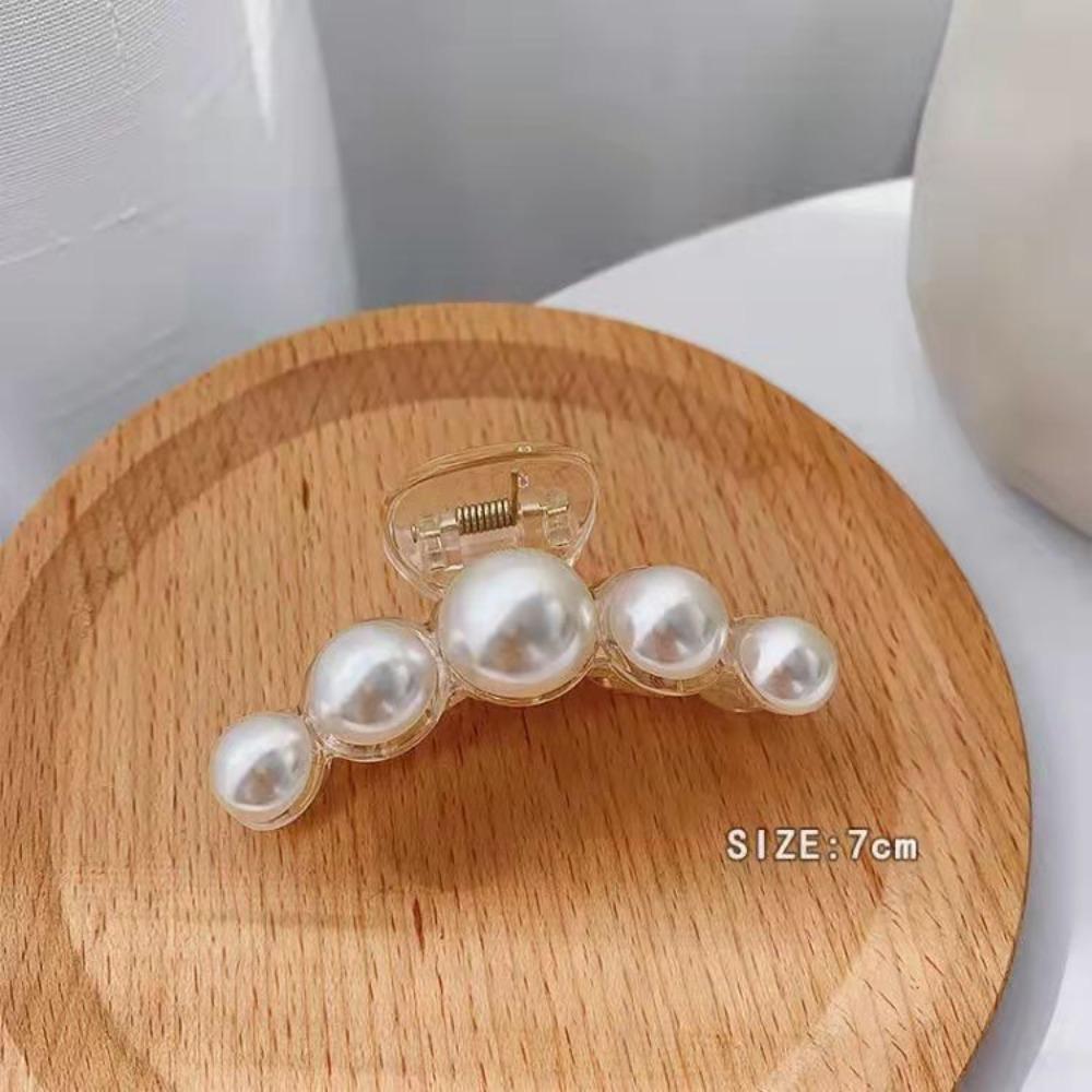 Imitation Pearl Fashion Elegant Hairgrips Plastic Hair Claw Clips Portable Girls Hairpin