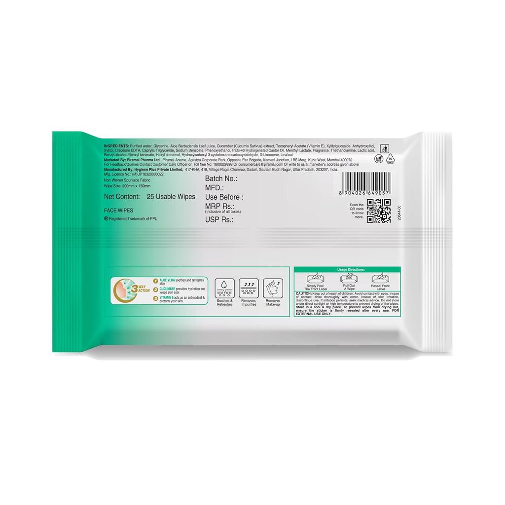 Lacto Calamine Ежедневные очищающие салфетки для лица, упаковка из 3 штук, мягкое средство для снятия макияжа, влажные салфетки для мужчин и женщин, без спирта, освежающие