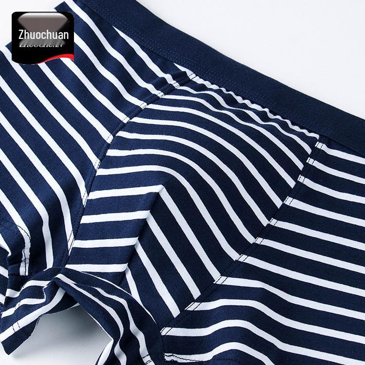 Мужские трусы-боксеры средней посадки из чистого хлопка в полоску, больших размеров, спортивные и модные.