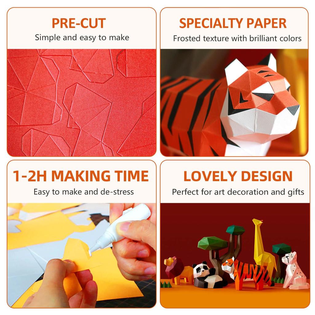 ORIGAMIPLANET Тигр Толстый тигр 3D Оригами Бумажное моделирование Креативное ручное бумажное искусство для 3D бумажного скульптора Уникальный DIY животный модельер Набор бумажных поделок Подарок для