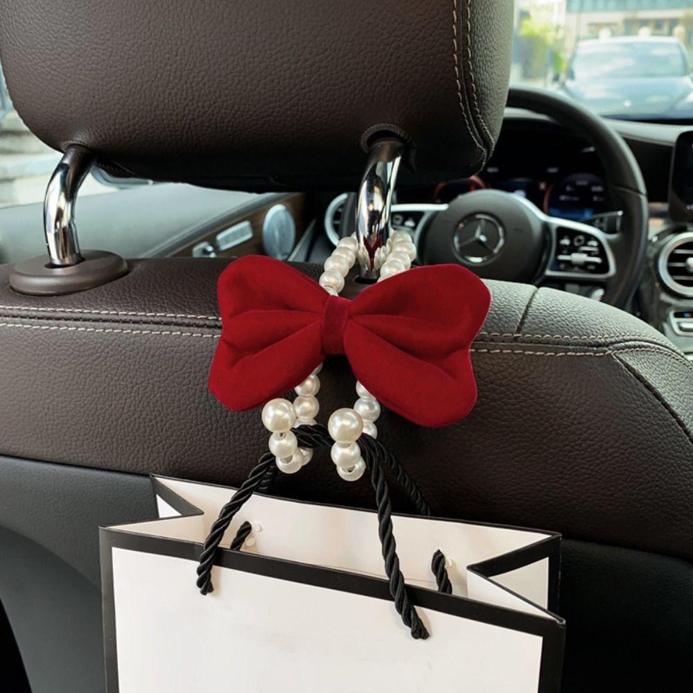 Elegant Bow Car Hook Bowknot Adorable Bow Knot Car Hook Pearl Car Organizer Clip Car Styling
