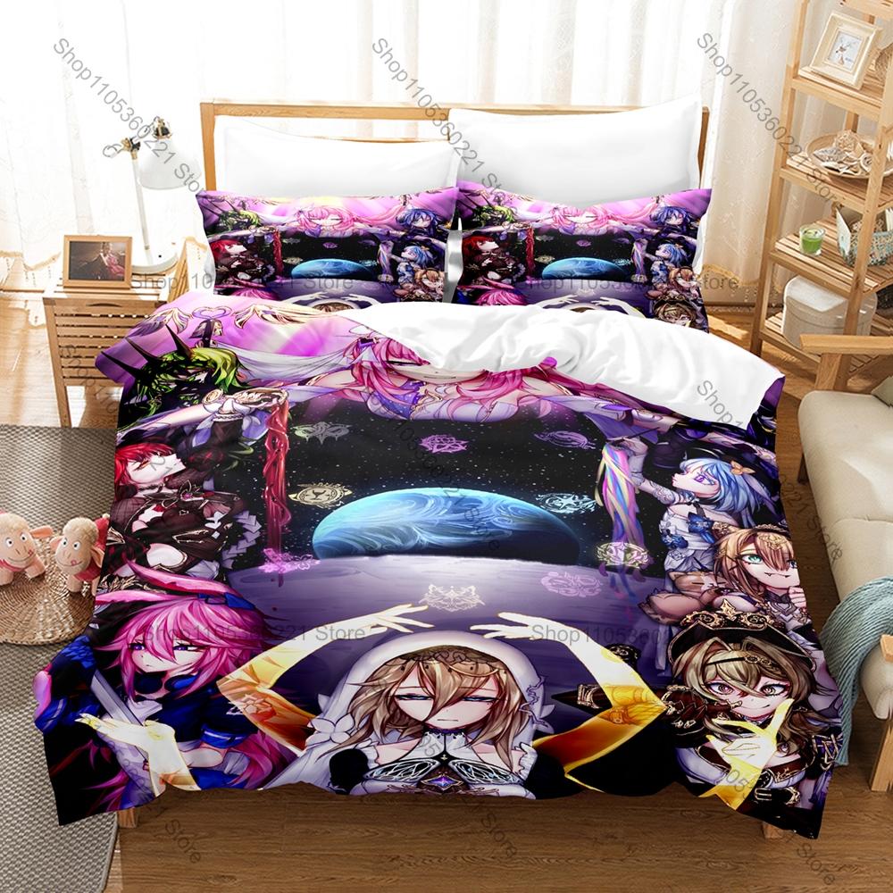 Honkai Impact 3 Bedding Set Duvet Cover + 2 Pillowcases Valkyrie Kiana Mei Bronya Anime Game Bedroom Decor