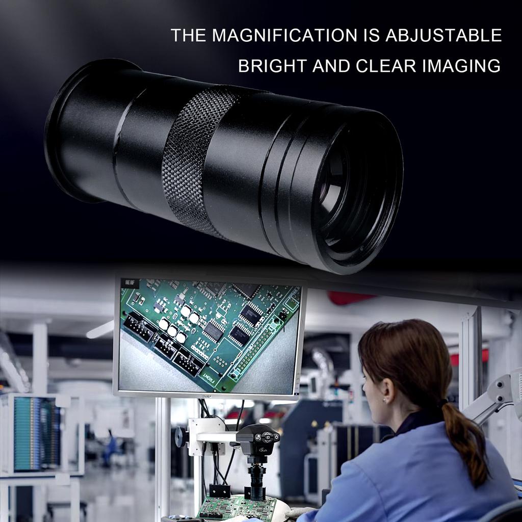 YIZHAN 130X 150X 180X Zoom C-Mount Lens Magnification Adjustable 25mm For Electron Video Microscope Accessories Monocular Camera