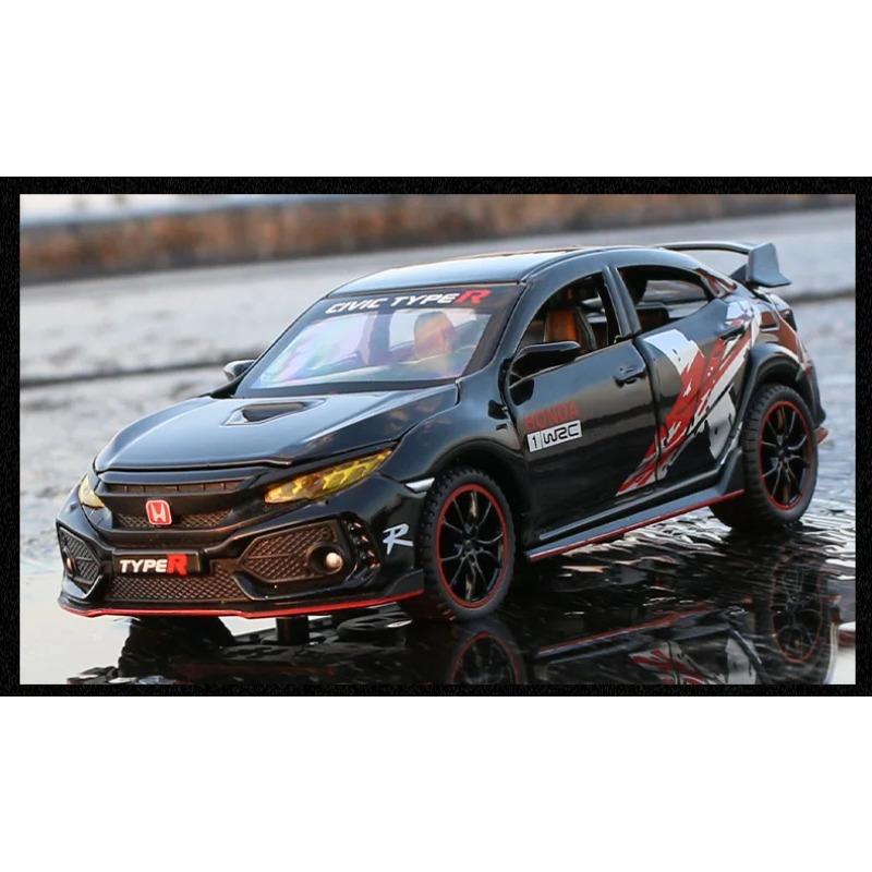 1/32 HONDA CIVIC TYPE-R Alloy Car Model Diecasts & Toy Vehicles Metal Sports Car Model Sound and Light Collection Childrens Gift