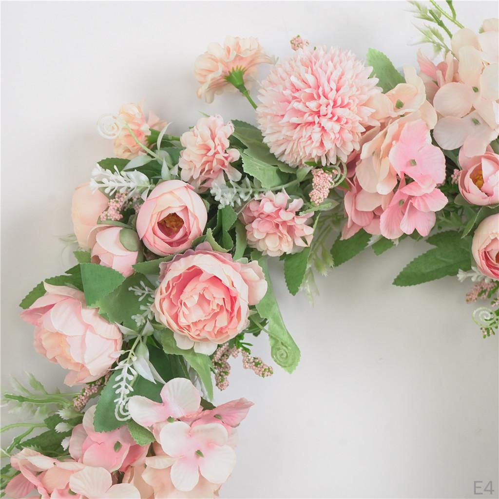 Floral Twig Wreath 16 Inch Handmade Artificial Flowers Garland Front Door (Pink)