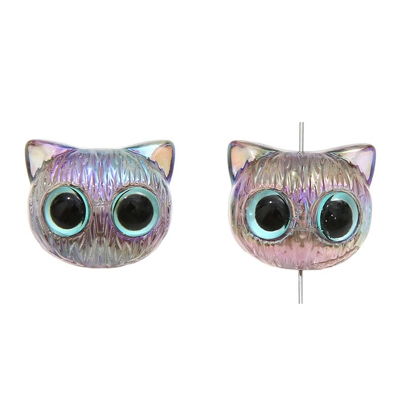 Handmade Beads Acrylic Cartoon Animal Cat Beads Small Waking Lion Straight Hole Beads Children's Handmade Diy Beading String Jewelry Accessories