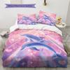 Мультяшная цветная дельфиновая постельное белье Домашний декор Подарок на день рождения (1 пододеяльник + 2 наволочки, без наполнителя)