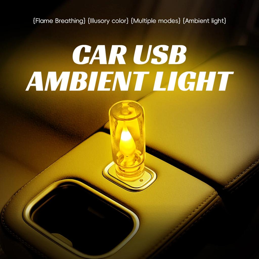 1 шт. Автомобильный USB Ночник Светодиодная Лампа с Нитью Накаливания, Регулируемая Сенсорным Управлением, Портативное Освещение, Plug and Play, Декоративный Светильник для Атмосферы, для Автомобиля, Спальни