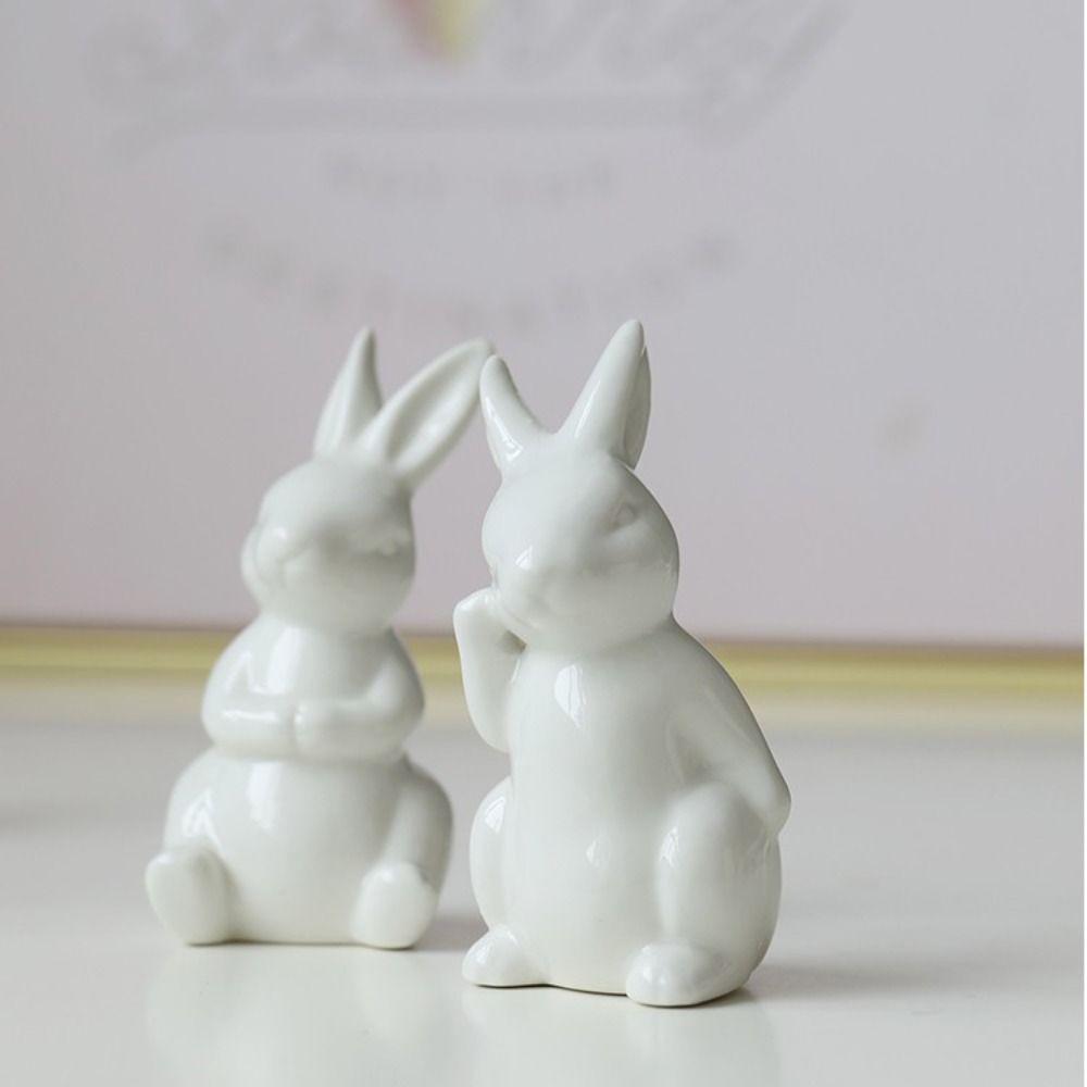 Cute Bunny Statue Simple Rabbit Model Micro Landscape Animal Sculpture  Cabinet