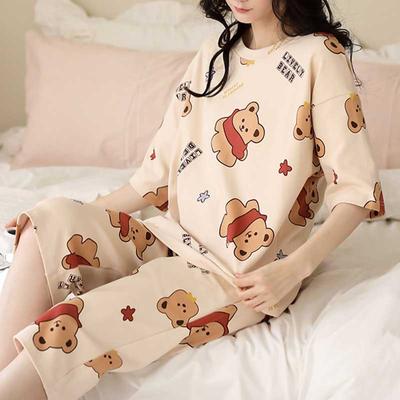 Пижама женская летняя Seven Pants Cute Star Bear с короткими рукавами свободная большого размера женская домашняя одежда можно носить снаружи
