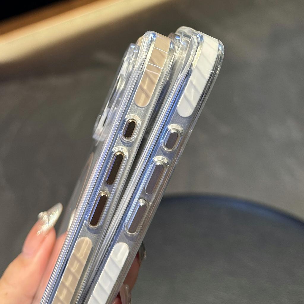 For iPhone 16 Pro Max Case Compatible with MagSafe TPU PC Clear Phone Cover with Metal Buttons