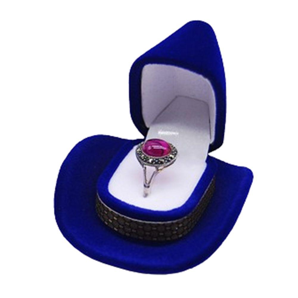 Винтажная ковбойская шляпа в западном стиле, коробка для колец, флокированная, креативная, коробки для хранения ювелирных изделий, свадьба