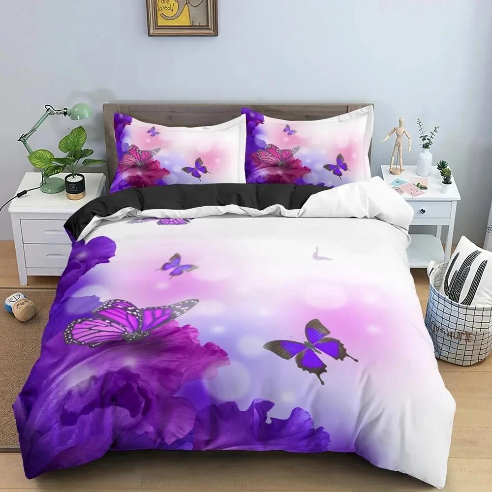 Beautiful Butterfly Soft Cozy Comfortable Duvet Quilt Cover Pillowcase Bedding Set Children Bedroom Decoration Home Textile