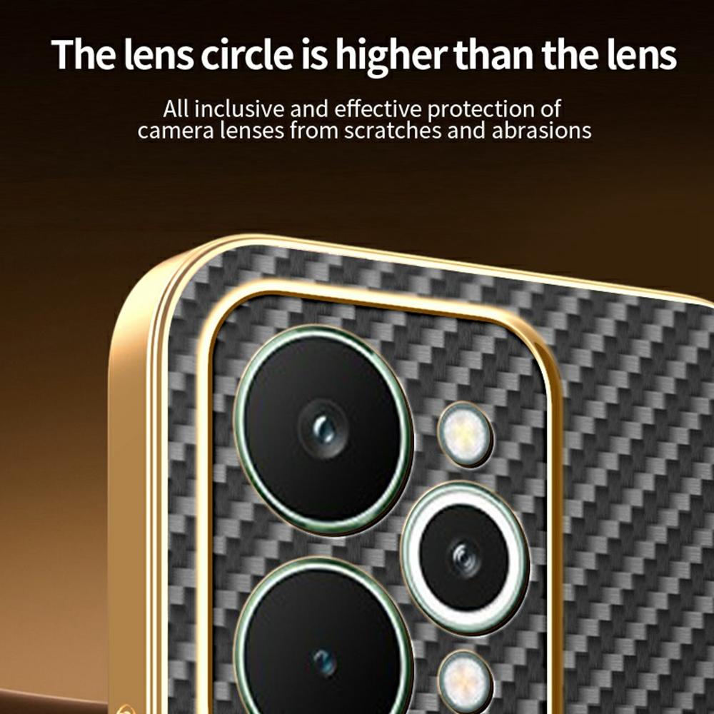 For Realme 15 5G Phone Case Carbon Fiber Textured Electroplated TPU Back Cover