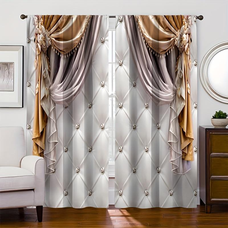 2 шт. Комнатные цветы Старинная дверь Ретро занавеска С принтом Современный стиль Кулиска Занавеска для гостиной Офис Домашнее украшение