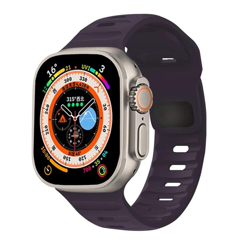 Силиконовый ремешок для Apple Watch Ultra 2 Band 44 мм, 49 мм, 45 мм, 42 мм, 40 мм, 41 мм, 38 мм, спортивный браслет Correa iwatch Series 7, 6, 3 se, 8, 9