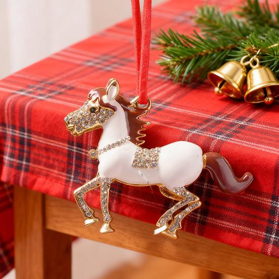 Пони Рождественское украшение Страз Зодиакальная Лошадь Подвеска для украшения елки Сверкающий Праздничный Шарм Удача Лошадиная Тема Украшение