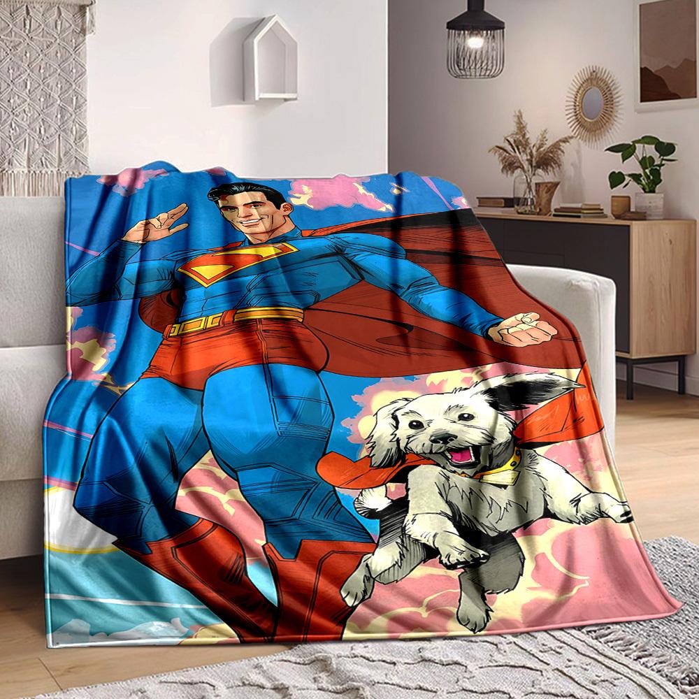 1pc Superman Blanket Lightweight Flannel Throw For Sofa, Bed, Travel, Camping, Livingroom, Office, Couch, Chair, And Bed