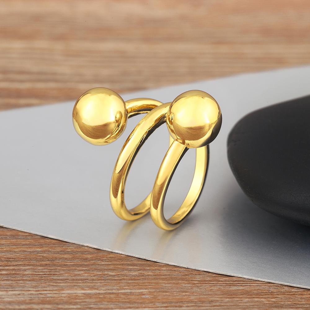 Nidin New Trendy Ball Shape Irregular Geometric Open Rings Adjustable For Female Double Layers Finger Jewelry Accessories Gift