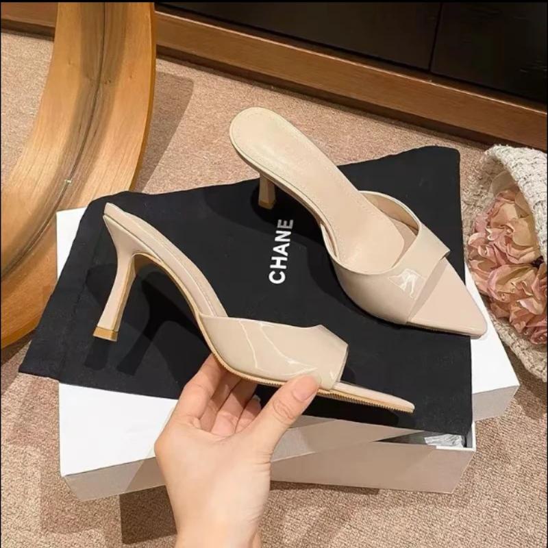 High Heel Thin Heels Modern Slippers Pointed Toe Solid Women's Shoes On Sale 2025 Brand Dress Summer Sexy Women's Slippers