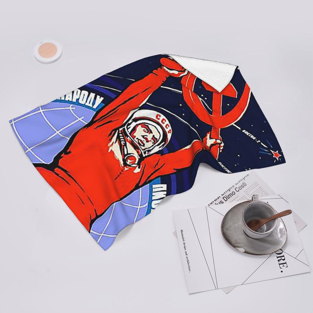 Soviet Propaganda. Yuri Gagarin Soft Face Towel Quick Dry Pool Bath Cotton Towels Absorbent Quick