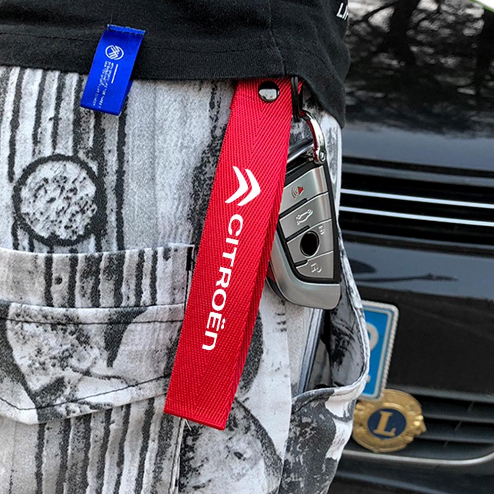XKJC9 3D Aluminum Metal Car Tire Valve Cover Auto Nylon Keychain Accessories for Citroen C1 C2 C3 C4 C4L C5 C6 C7 C8 C-ELYSEE Berlingo
