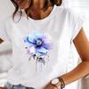 (Asian Size) Clothing Style Flower Trend Short Sleeve Print T Shirt Fashion Ladies Casual Women Tee Top Lady Female Graphic T-shirts