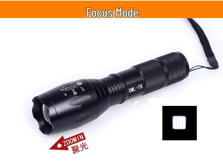 T6 Rechargeable USB High-Power LED Flashlight with Telescopic Zoom for Outdoor Use
