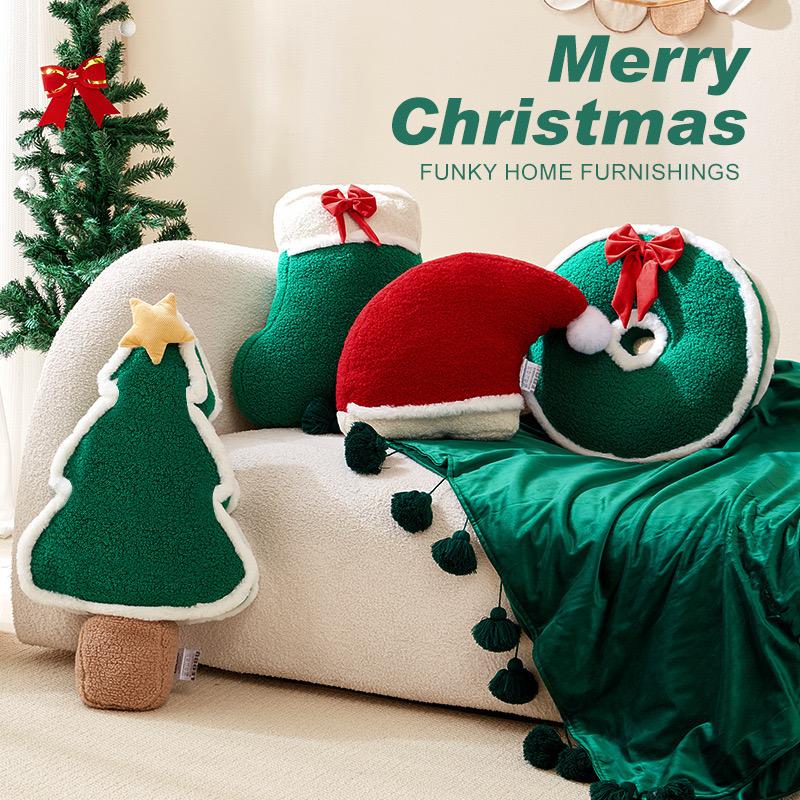 Christmas Tree Socks Ginger Bread Plush Toys Pillow Stuffed Chocolate Cabin House Decor Candy Cane Xmas Parsty Pillow Doll