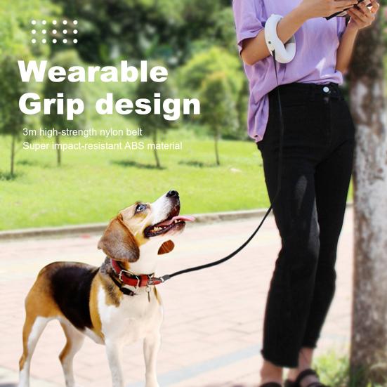 360 Degree Anti-Slip Handle Retractable Small Medium Dog Nylon Leash with LED