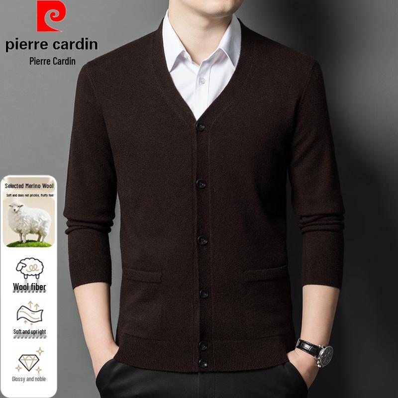 Pierre Cardin Men's Merino Wool Blend V-Neck Cardigan