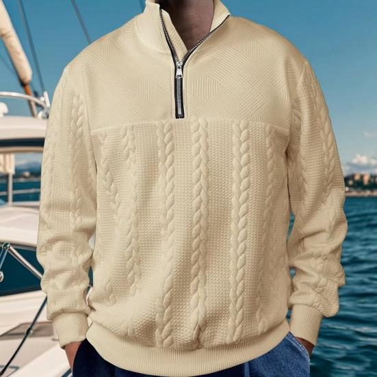 Мужской свитер весна-зима однотонный с длинными рукавами трикотажный толстый эластичный тонкий