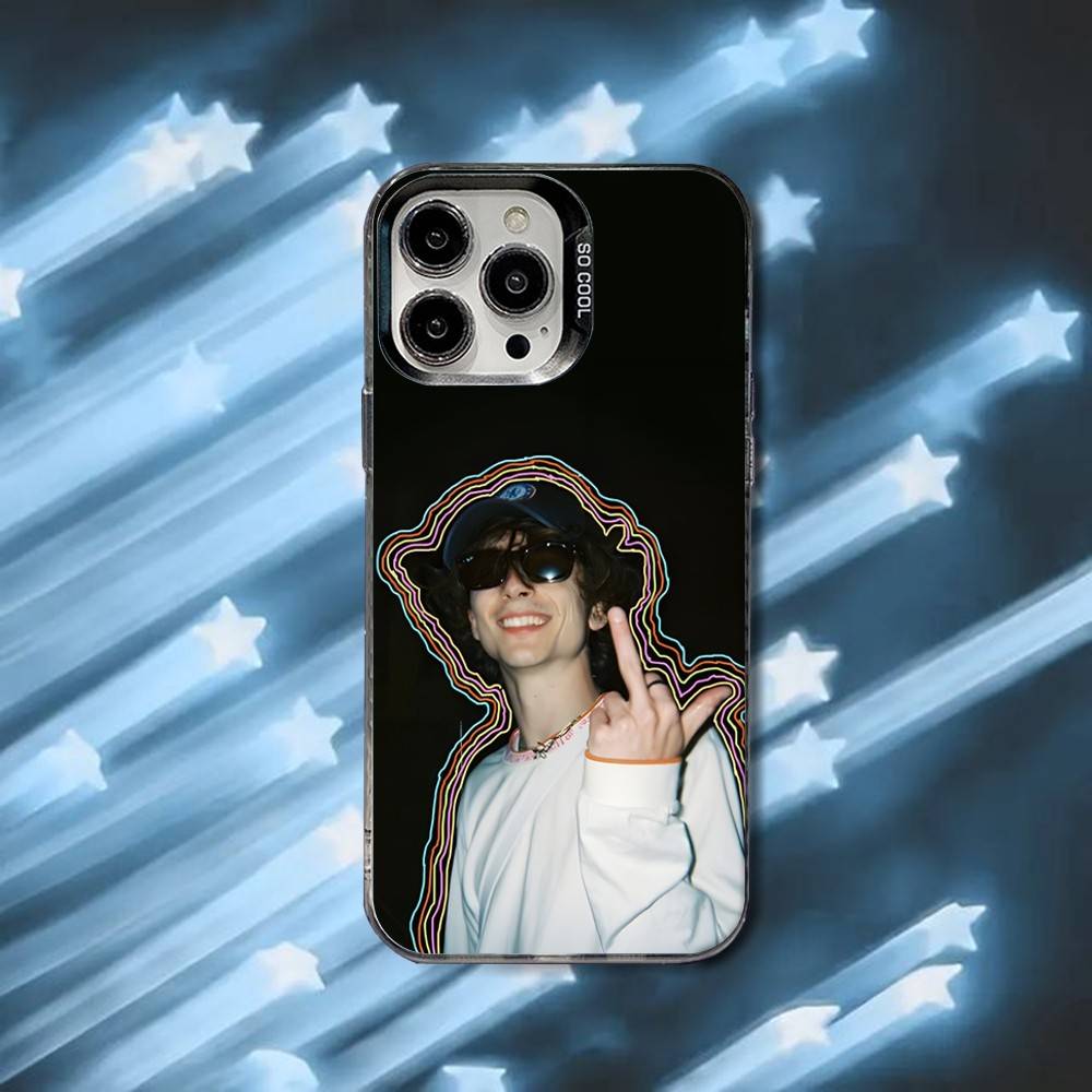 T-Timothee Chalamet Phone Case For iPhone 16,15,14,13,12,11,8,7,Pro,Max,Plus,Mini,XS,SE Black Matte Hard