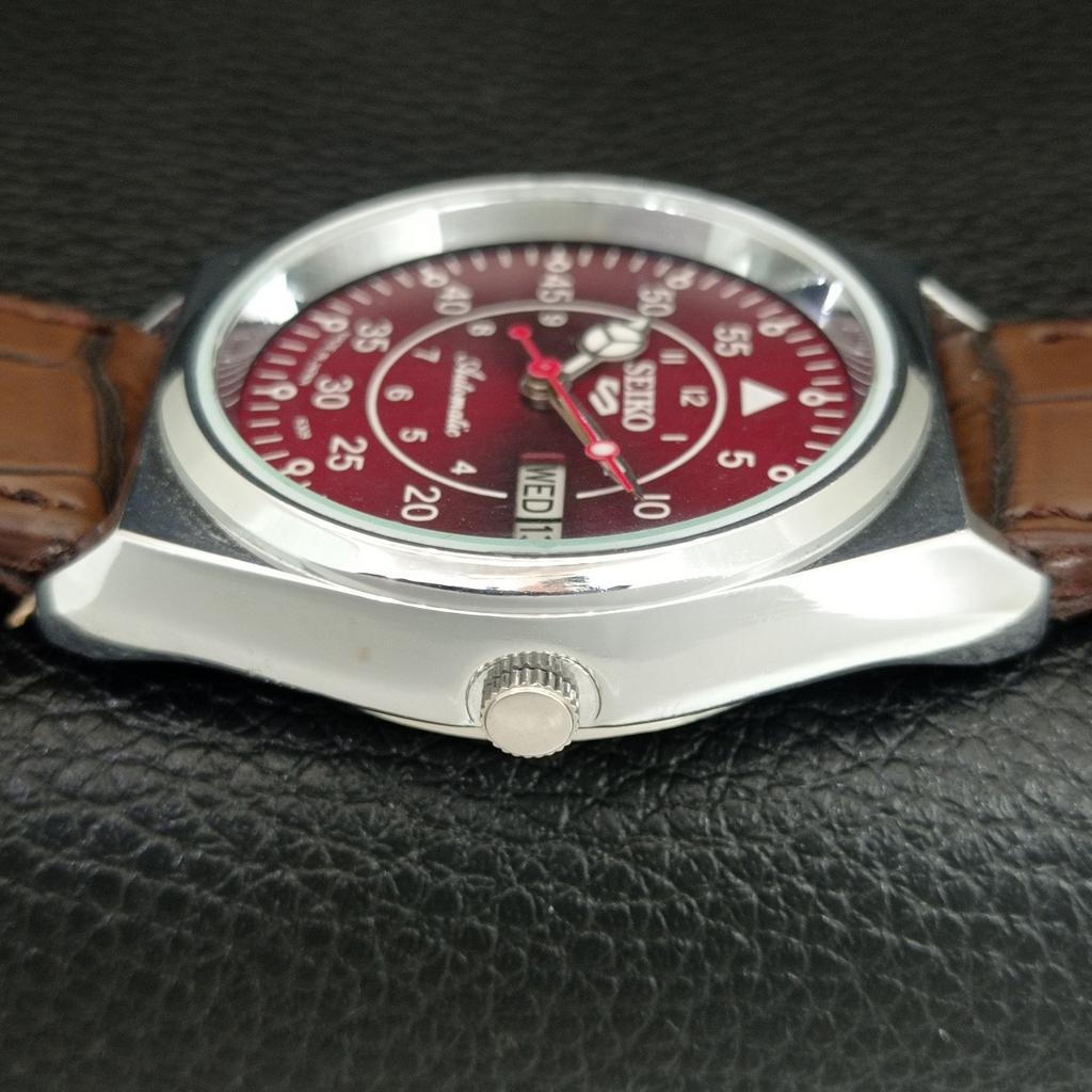 ВИНТАЖНЫЕ АВТОМАТИЧЕСКИЕ SEIKO 5 6309A ВОССТАНОВЛЕННЫЕ ЯПОНСКИЕ МУЖСКИЕ ЧАСЫ С КРАСНЫМ ЦИФЕРБЛАТОМ a444782-1
