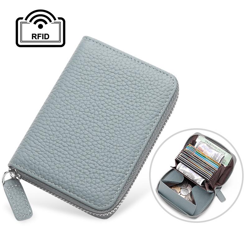 Rfid Card Holder 100% Genuine Leather Business Card Wallet Organ Card Bag Female Bag Japanese
