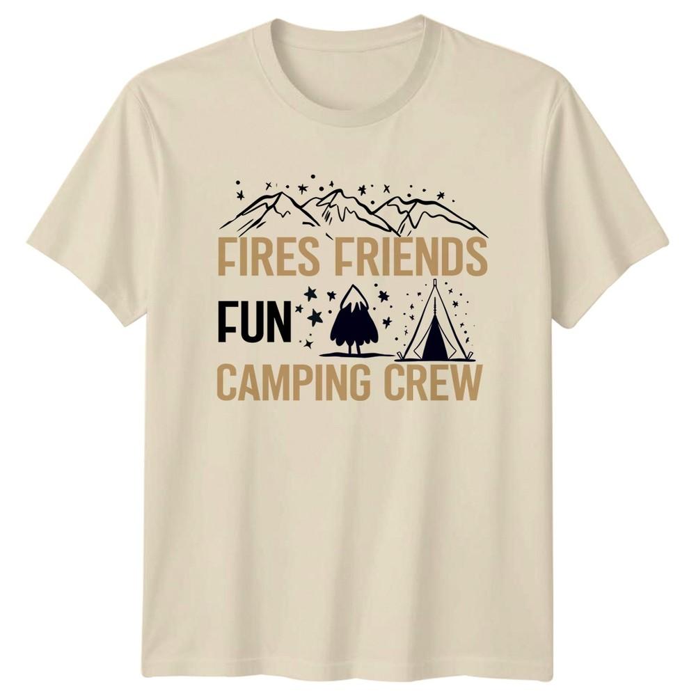 Fires Friends Fun Camping Crew TShirt Hiking Mountain Outdoors