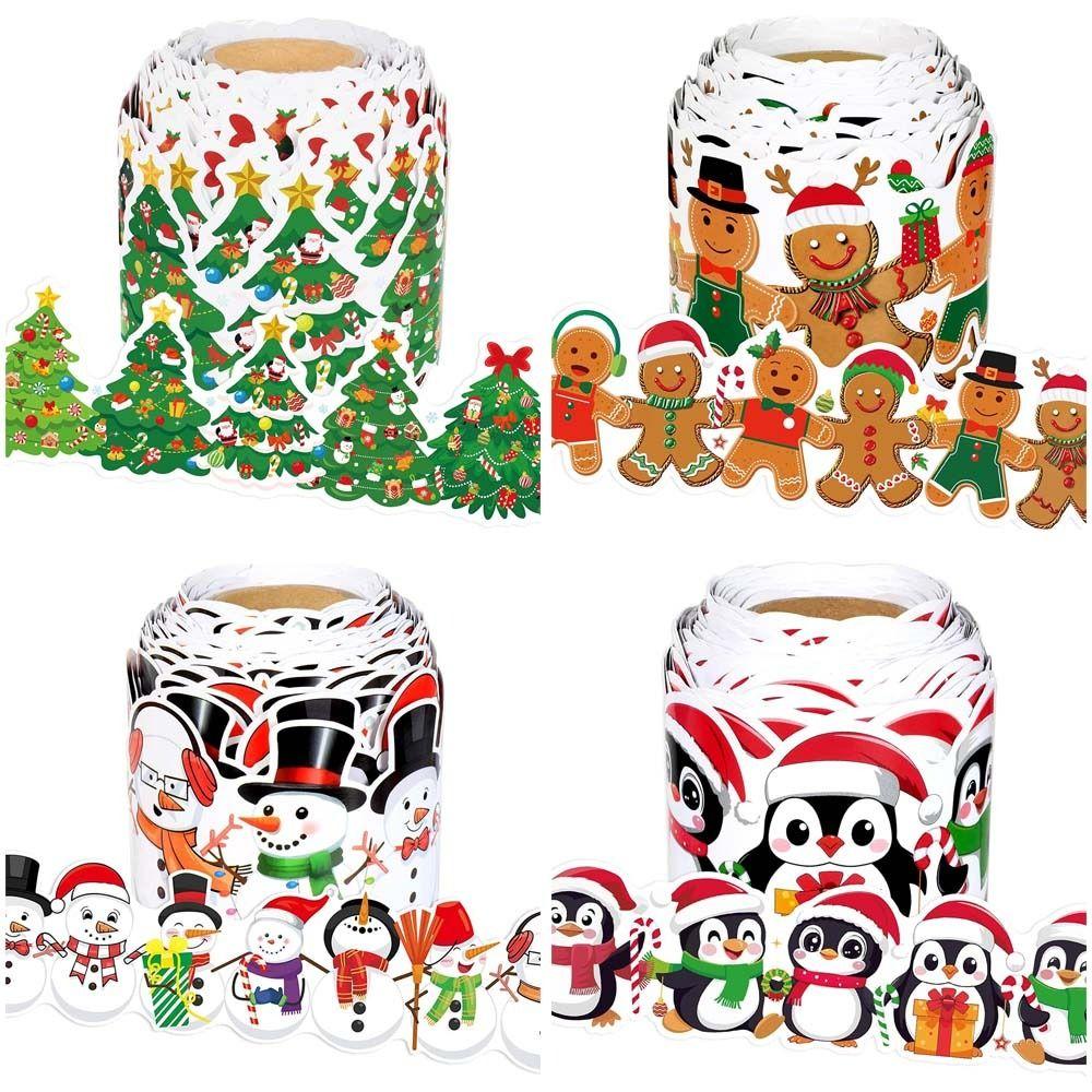 Self-Adhesive Border Decorative Sticker Penguin Snowman Black Board Decorative Stickers Paper DIY Border Trim Sticker