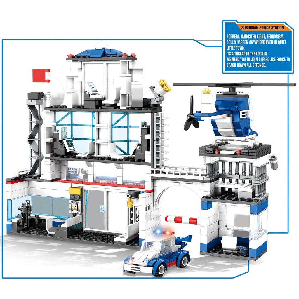 WOMA TOY Горячая Распродажа Соберите DIY Модель Полицейского Участка Строительные Блоки Кирпичи Игрушка для Детей