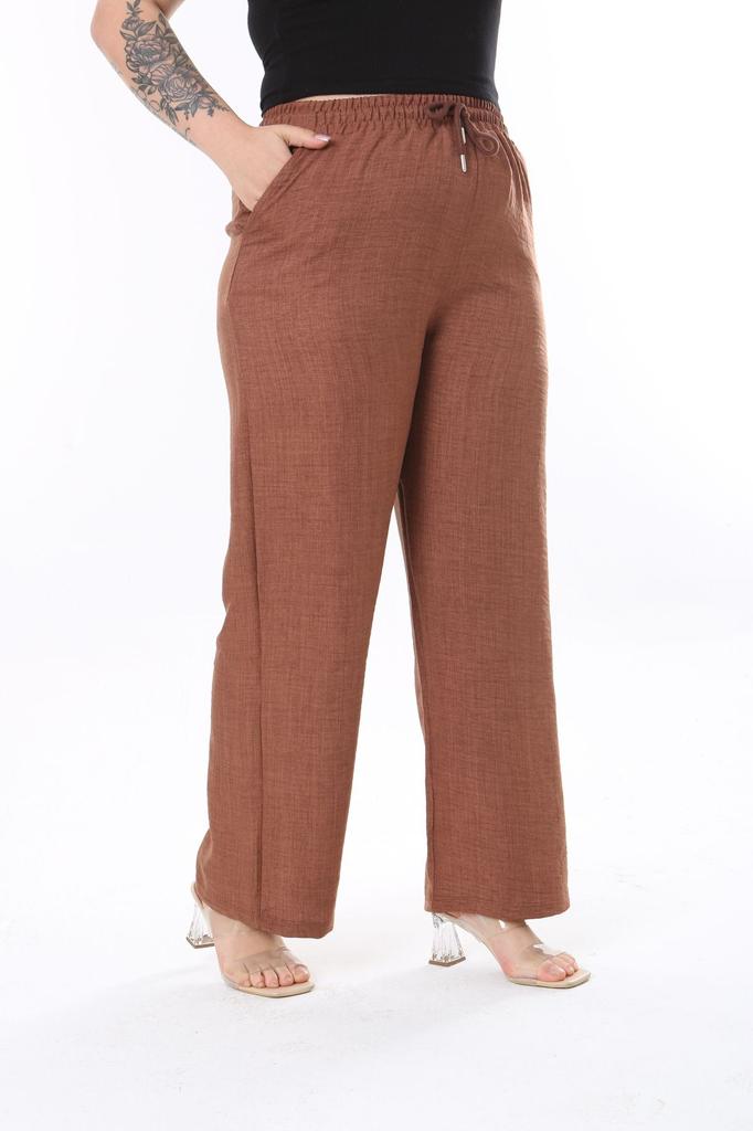 Женские стильные брюки больших размеров, льняные удобные брюки с эластичной резинкой на талии, большие размеры