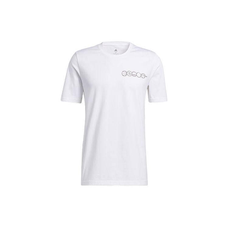 Adidas T Shirts Men's White Crew Neck Moderate Straight Fit GU6287