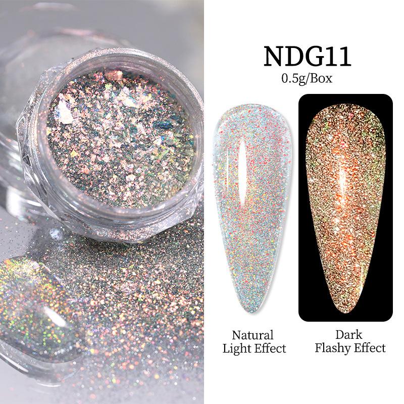 Nicole Diary Polarized Cloud Brocade Crushed Diamond Powder, Super Bright Dream Manicure Opal Powder, Bouncy Fine Glitter Powder
