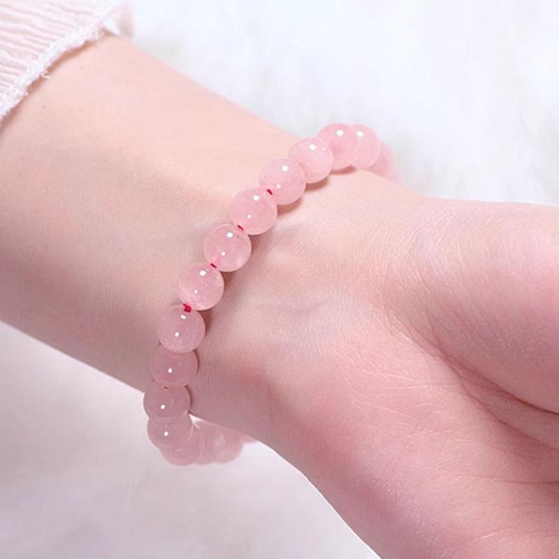 Высококачественный классический браслет из розового кварца – Однорядный дизайн из Мадагаскара