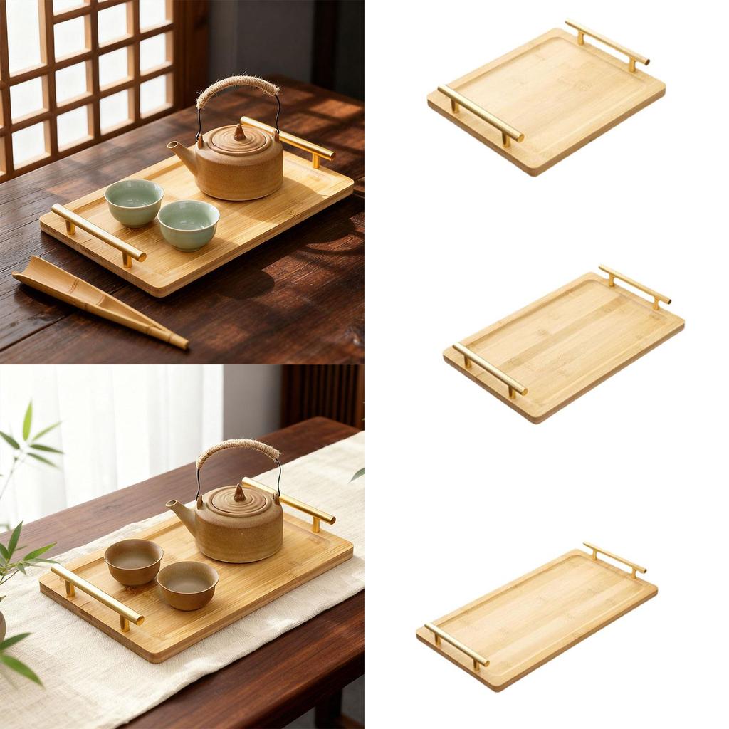 Wooden Serving Tray Decorative Trays with Handles with Edge Wood Plate Modern Snack Plate Snack Trays for Tea Coffee Lunch