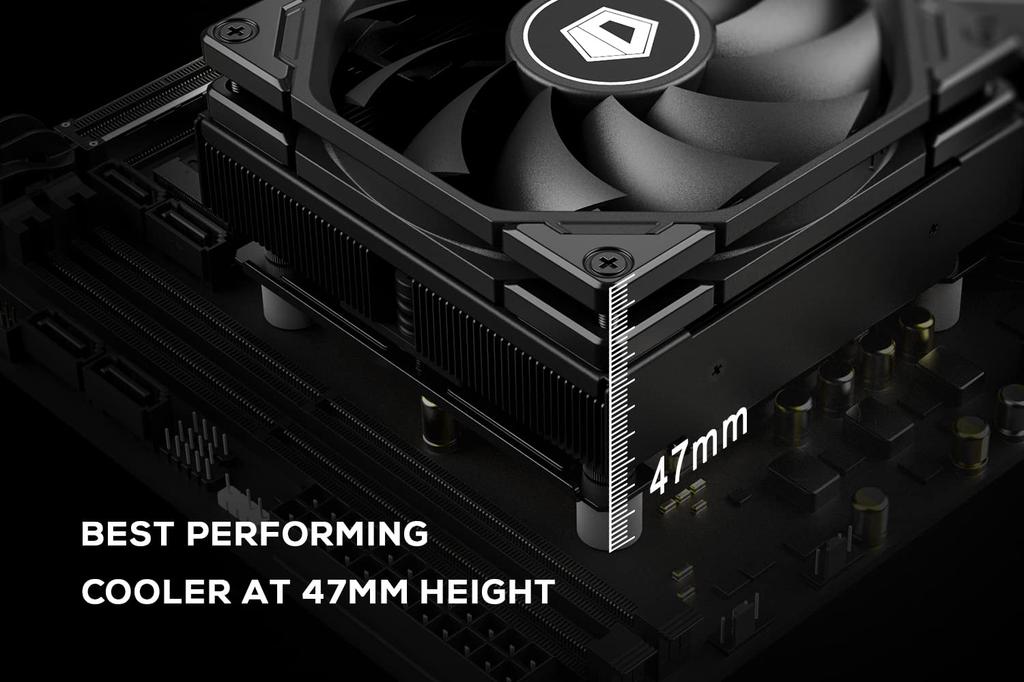47mm Height Thin CPU Cooler 4 Heat Pipes CPU Air Cooler for Small Form Factor Builds 92x92x15mm Slim Fan Compatible with Intel ID-COOLING IS-47-XT